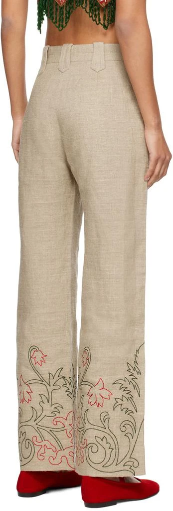 Bode Beige Embroidered Trumpetflower Murphy Trousers 3