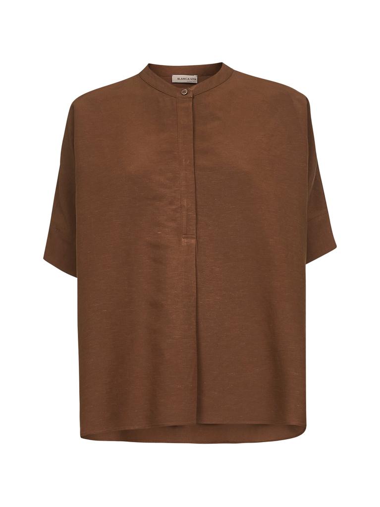 BLANCA VITA BLANCA VITA | Brown viscose and linen Brida tunic shirt | Women | 40