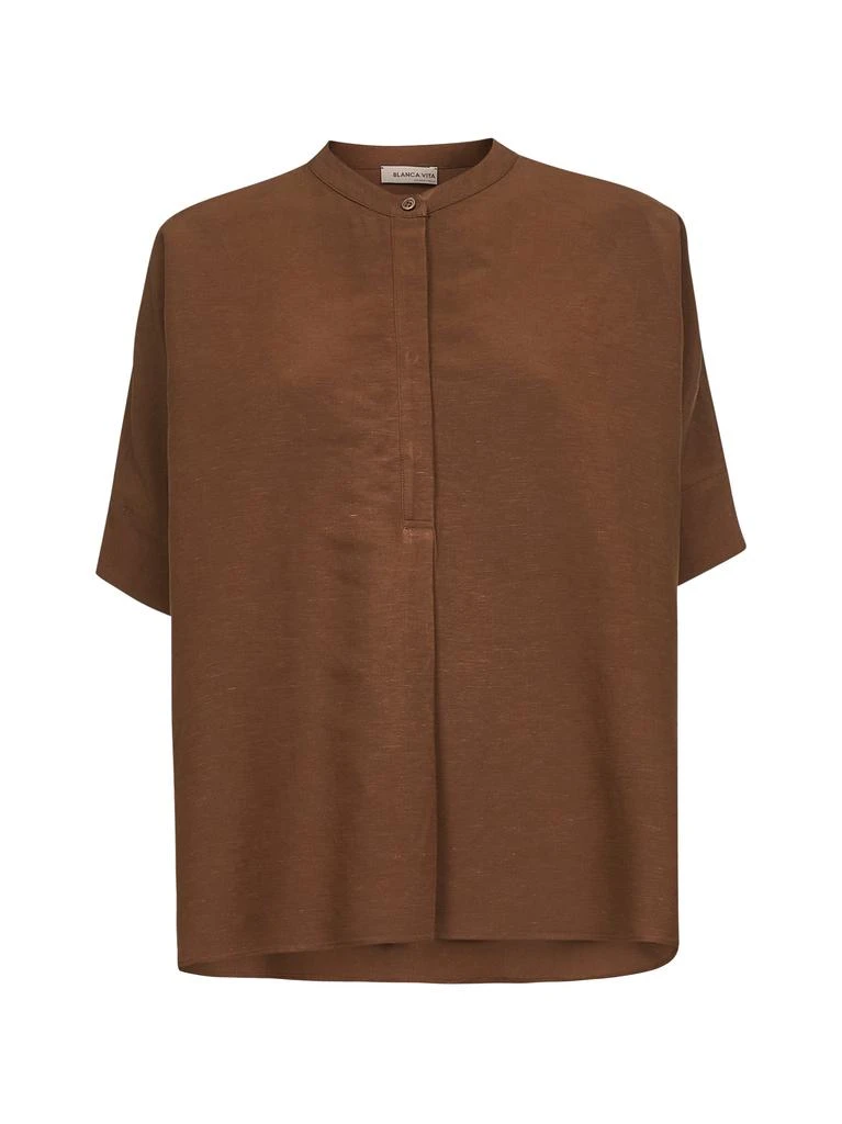 BLANCA VITA BLANCA VITA | Brown viscose and linen Brida tunic shirt | Women | 46 from d'Aniello boutique