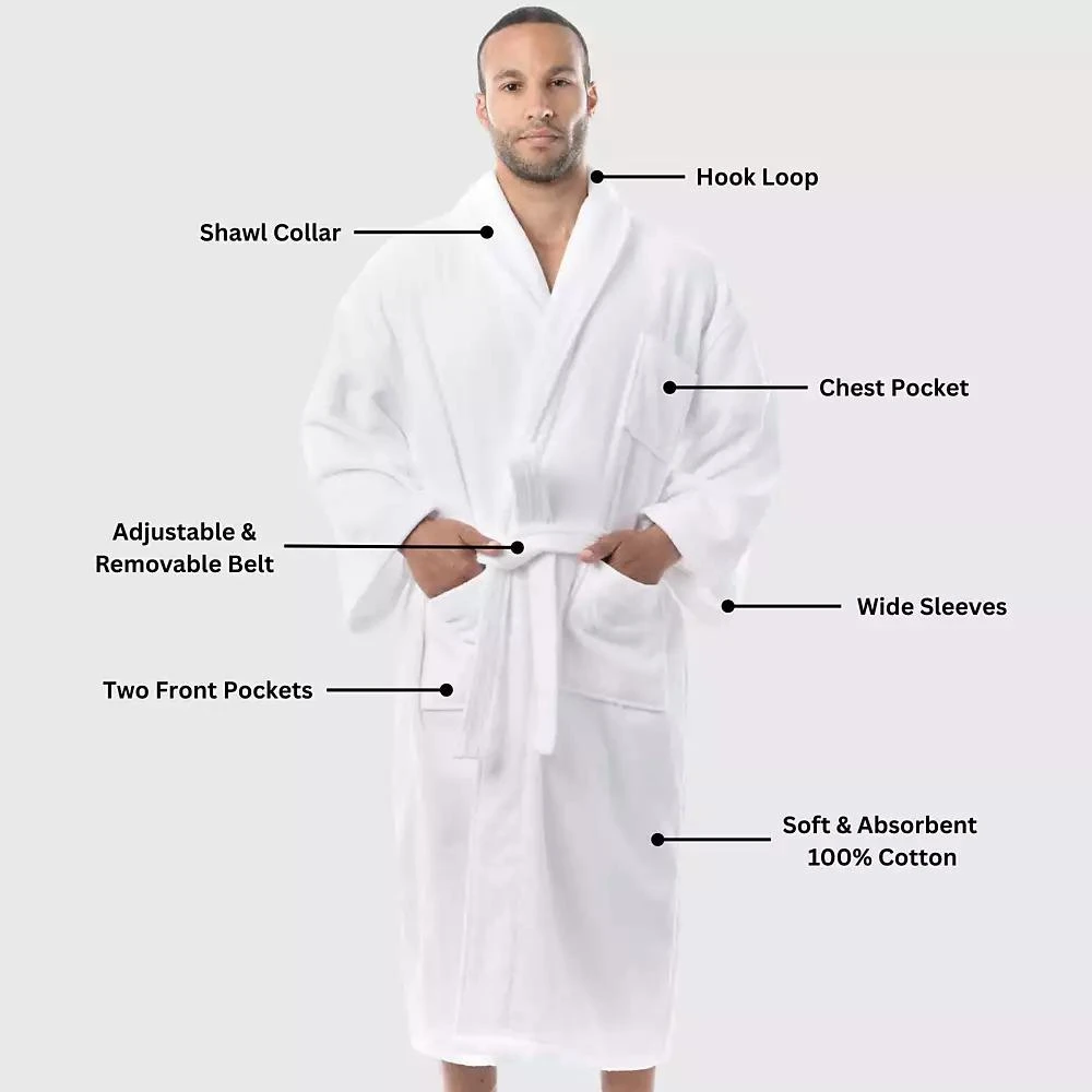 Alpine Swiss Pure Cotton Men Terry Cloth Bathrobe Super Absorbent Hotel Spa Robe 2