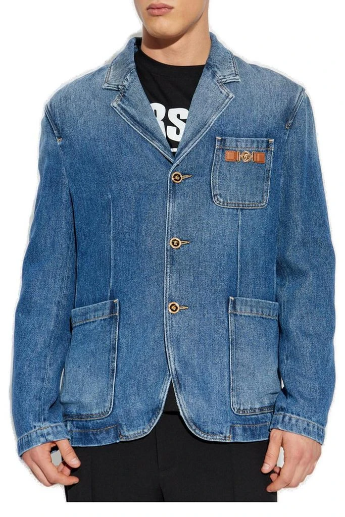 Versace Versace Logo Applique Denim Blazer 2