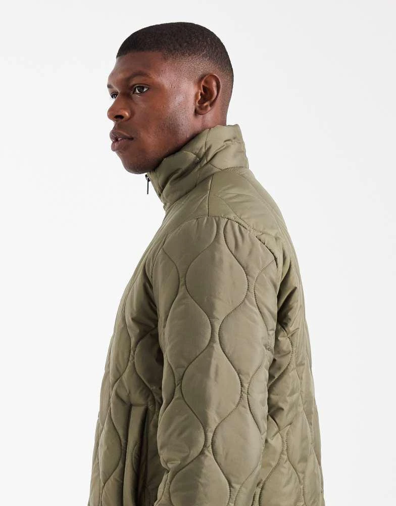 New Look New Look quilted puffer jacket in light khaki 4