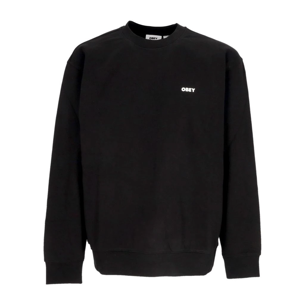 Obey Men's Lightweight Crewneck Sweatshirt Bold Box Fit Premium Crew Fleece Black 1