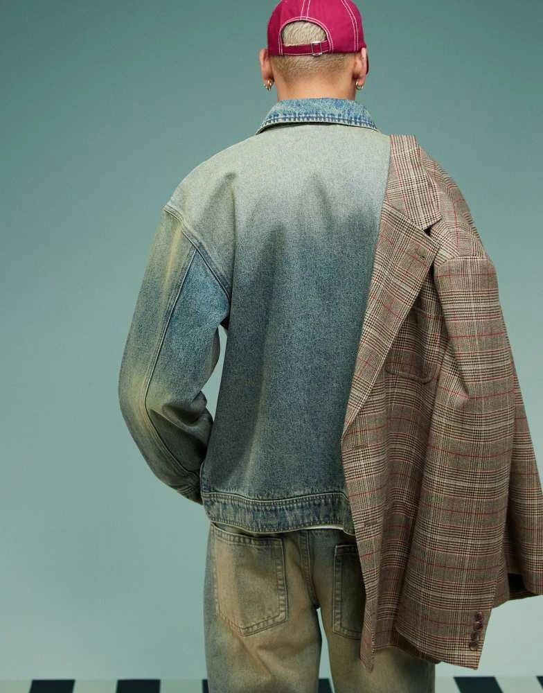 ASOS ASOS DESIGN co-ord harrington jacket with tint in mid wash blue 4