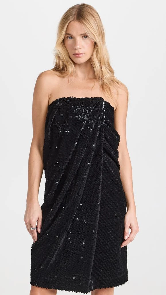Recto Velvet Sequin Draped Tube Top Dress 6