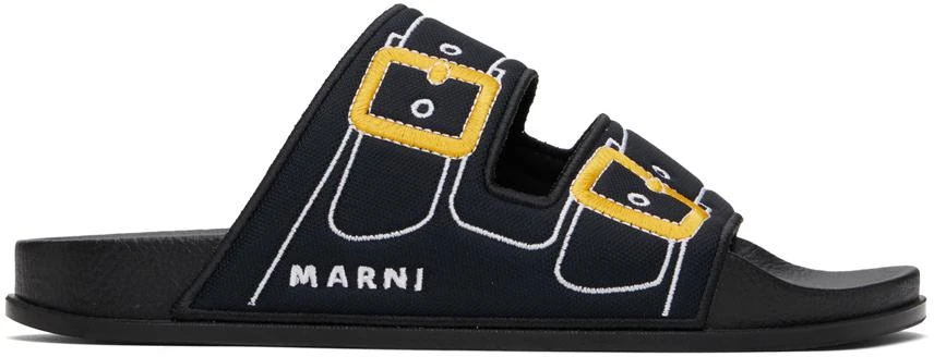 Marni Black Trompe L'oeil Sandals 1