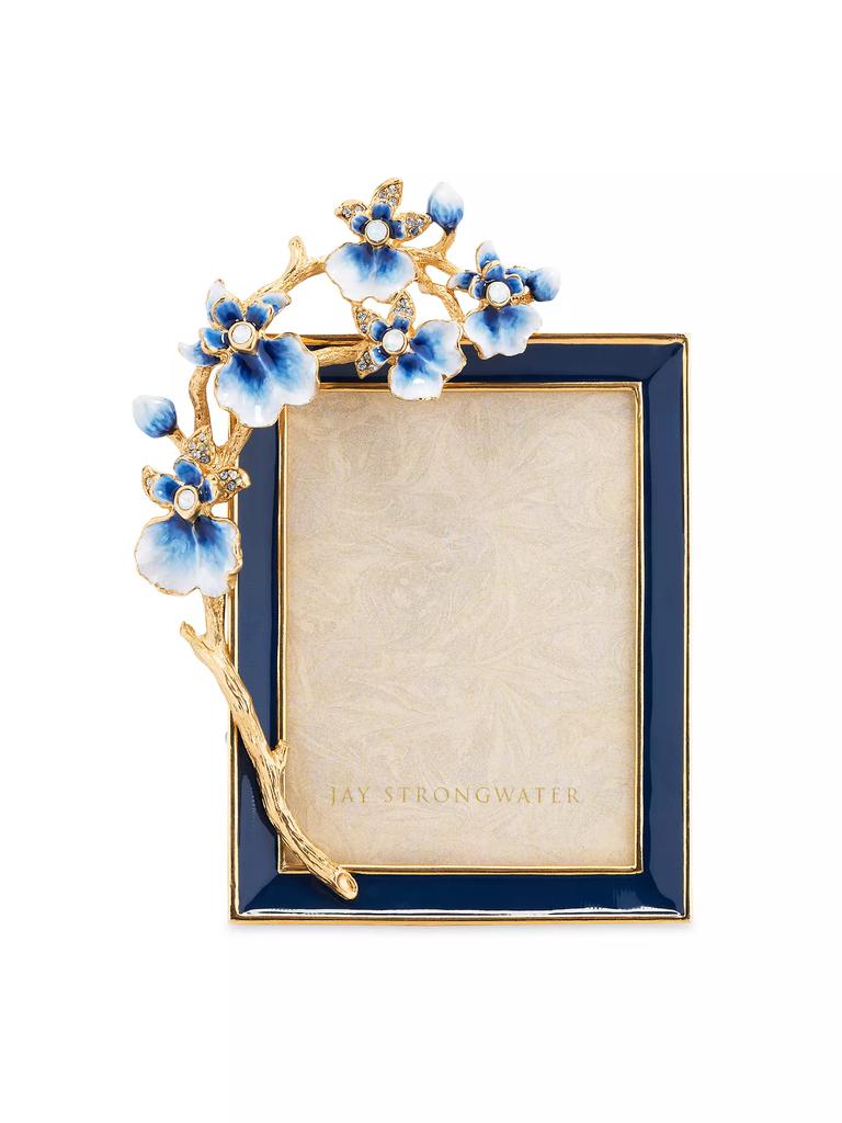 Jay Strongwater Kelsey 14K Goldplated & Swarovski Crystal Orchid Picture Frame