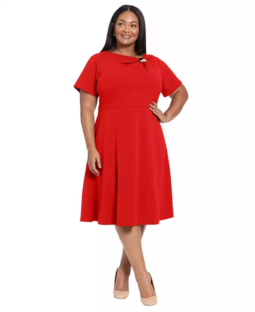slim fit dress slacks Brown Fit and Flare Dress Short Sleeve Textured main image 0