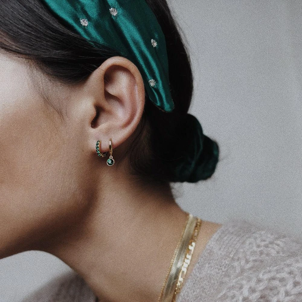 Orelia London Emerald Huggie Hoop Earrings Made With Swarovski Crystals 4