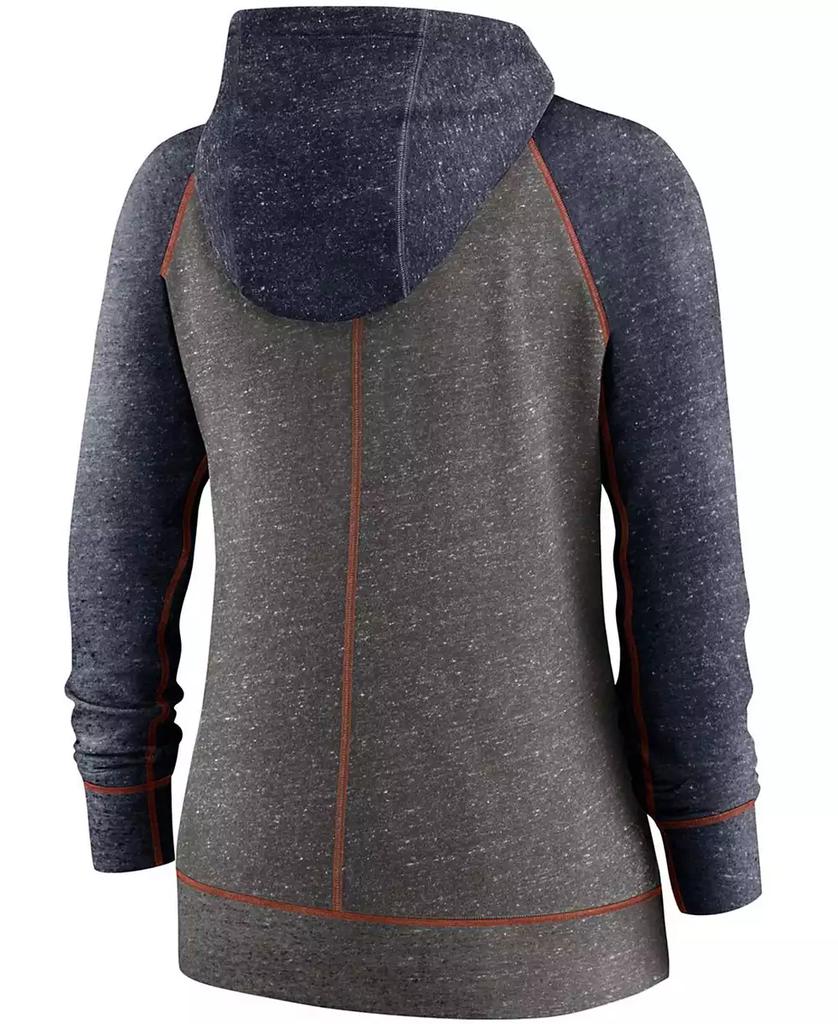 NIKE Women's Heathered Charcoal, Navy Chicago Bears Gym Vintage-Like Raglan Full-Zip Hoodie