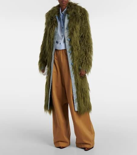 Dries Van Noten Rangel faux fur-trimmed denim coat 2