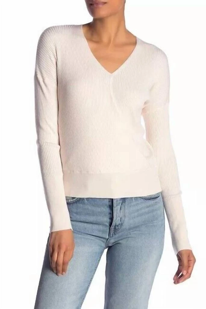 Elodie Elodie - Faux Wrap Ribbed Knit Surplice V Neck Sweater 1