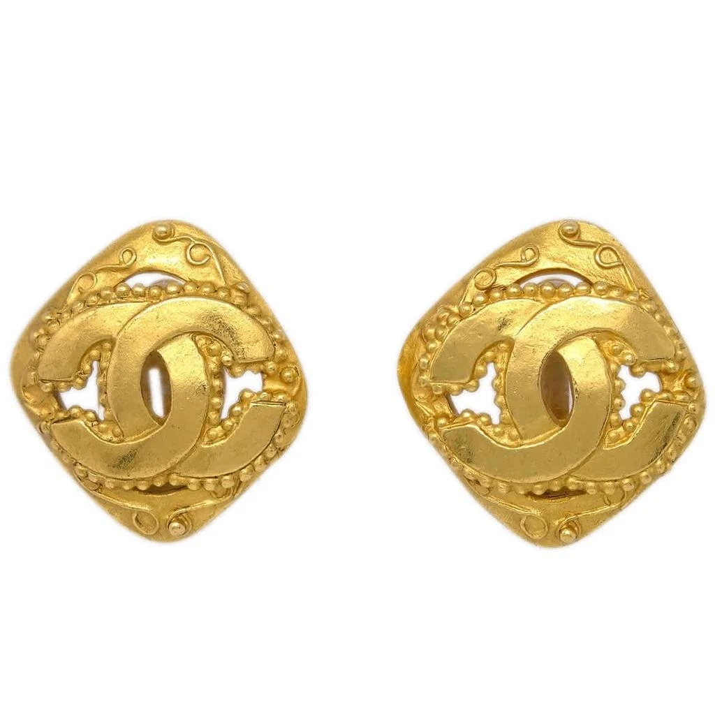 Chanel Cc Rhombus Clip-On Earrings Metal _Plated Earrings Jewelry (Pre-Owned)
