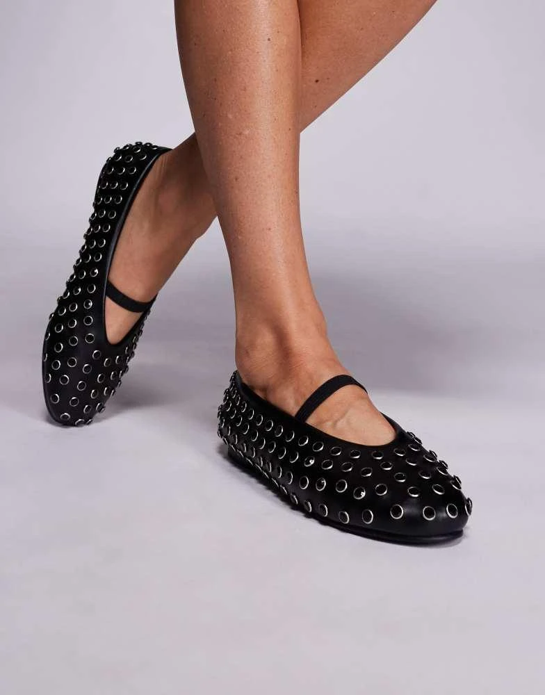 Public Desire Wide Fit Public Desire Wide Fit Mina studded ballet flats in black 1