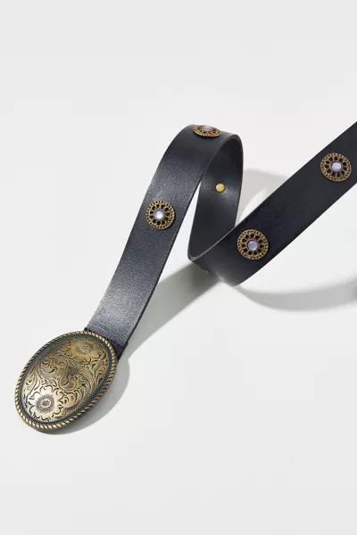 Urban Outfitters Etched Buckle Studded Western Leather Belt