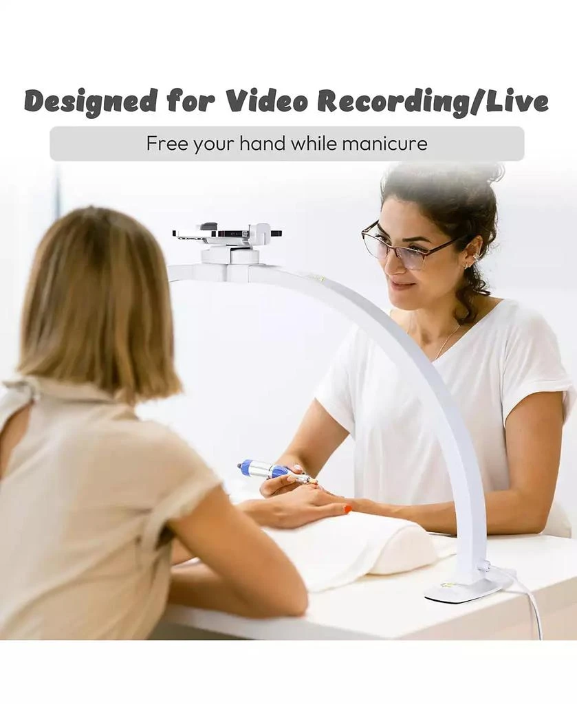 Byootique 40W Foldable Half Moon Nail Desk Lamp LED Nail Tech Light Phone Holder With Carry Bag For Manicure Beauty Salon Home Spa 5