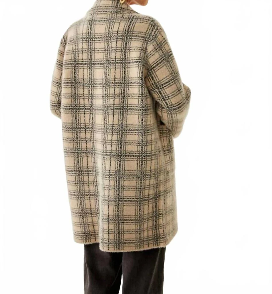 NUD by Nekane Plaid Knitted Coat In Beige 2