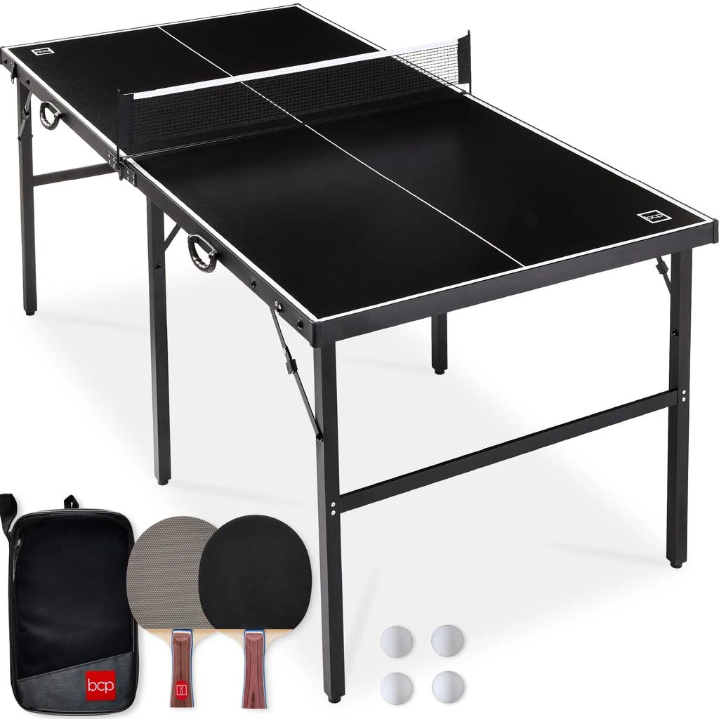 Best Choice Products 6x3ft Portable Ping Pong Table Game Set, Folding Indoor Outdoor Table Tennis w/ 2 Paddles, Balls 7