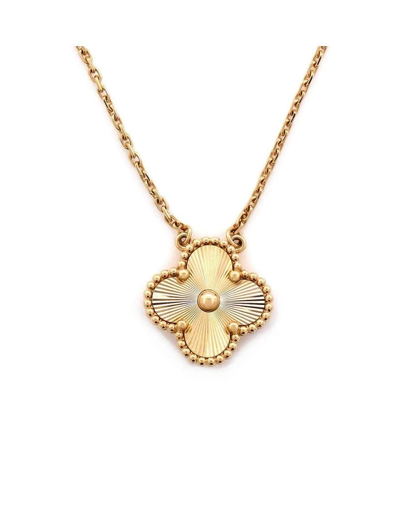 Pre-Owned Van Cleef 
Arpels Vintage-Like Alhambra Pendant Necklace Guilloche 18K Gold, 16.5" 3