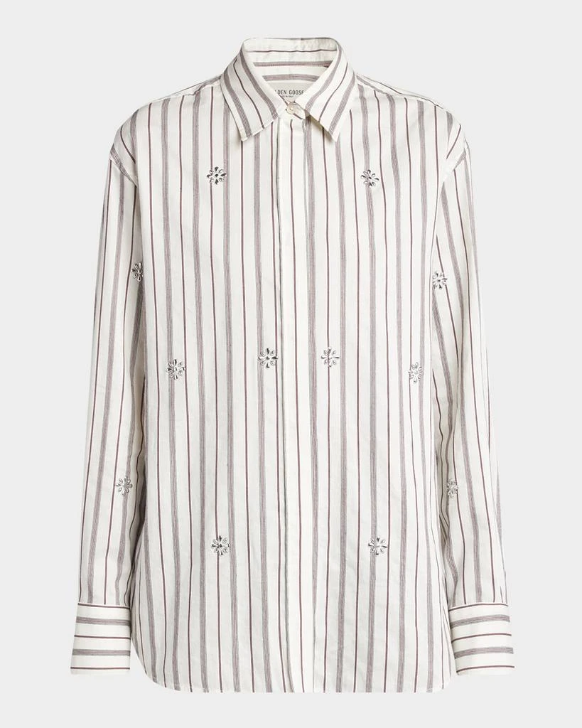 Golden Goose Marysole Embellished Striped Button-Down Shirt 1