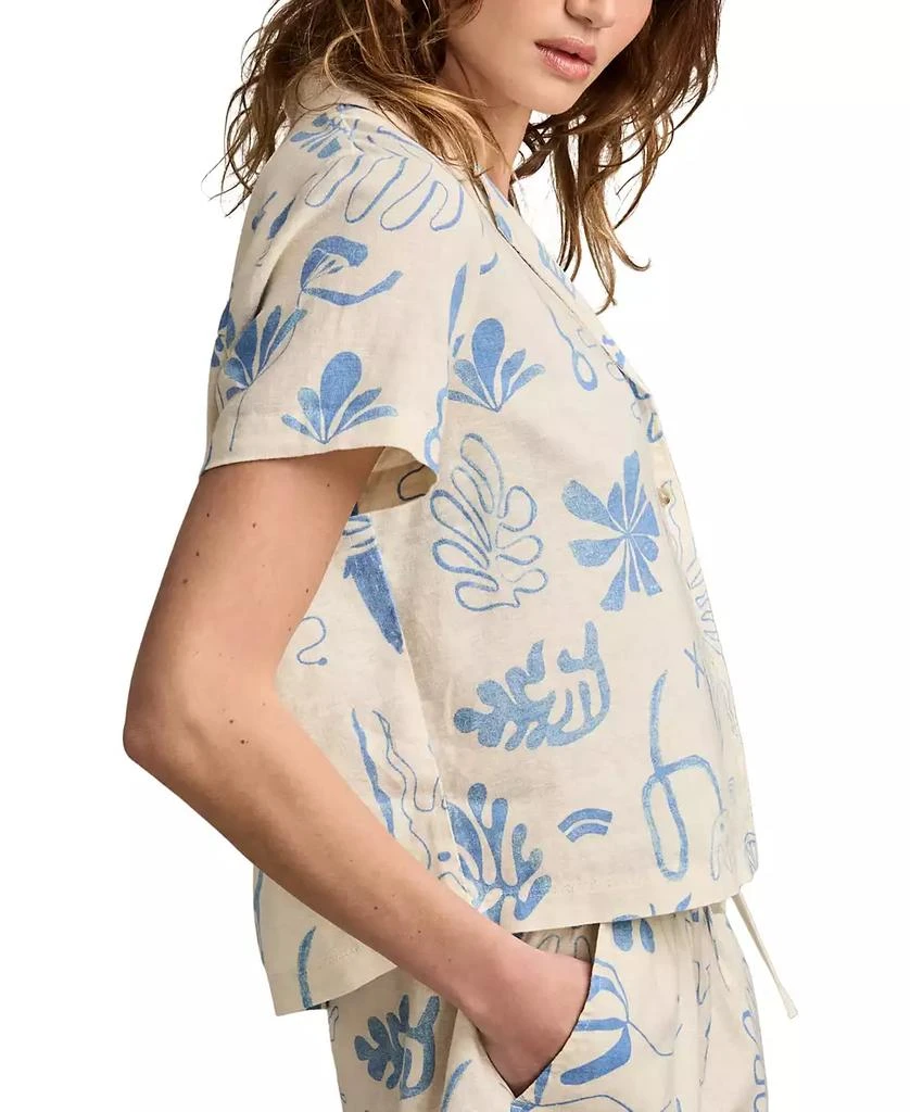 Lucky Brand Women's Printed Linen-Blend Camp Shirt 3