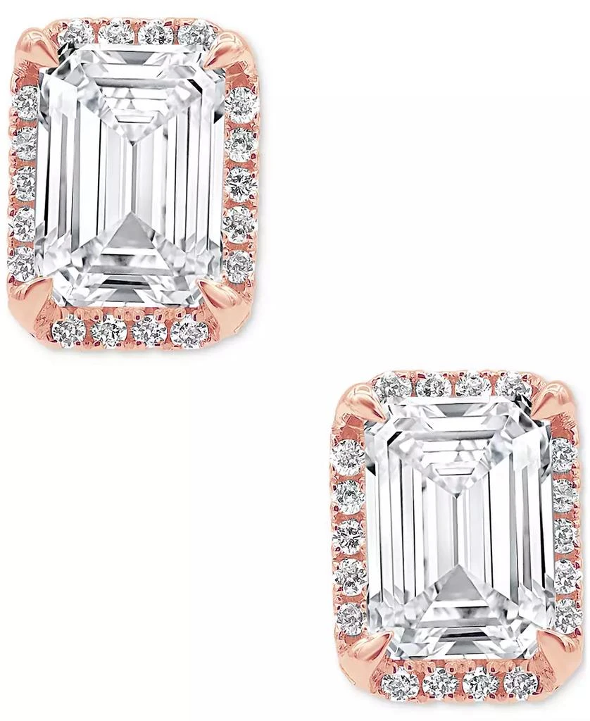 Badgley Mischka Certified Lab Grown Diamond Emerald-Cut Halo Stud Earrings (3-1/3 ct. t.w.) in 14k Gold 3