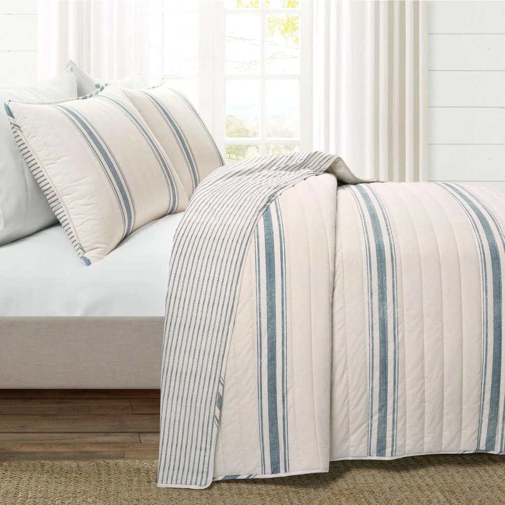 Lush Decor Farmhouse Stripe Reversible Cotton Quilt Set 1
