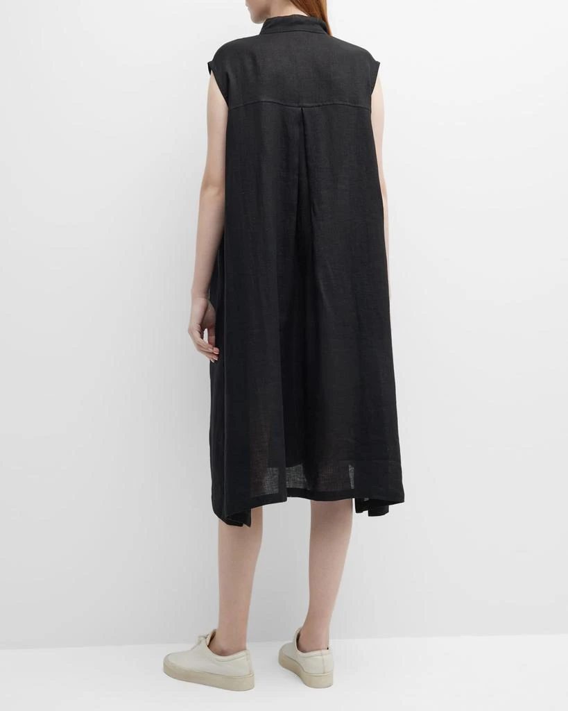 Eskandar A-line Collarless Sleeveless Linen Shirtdress 4