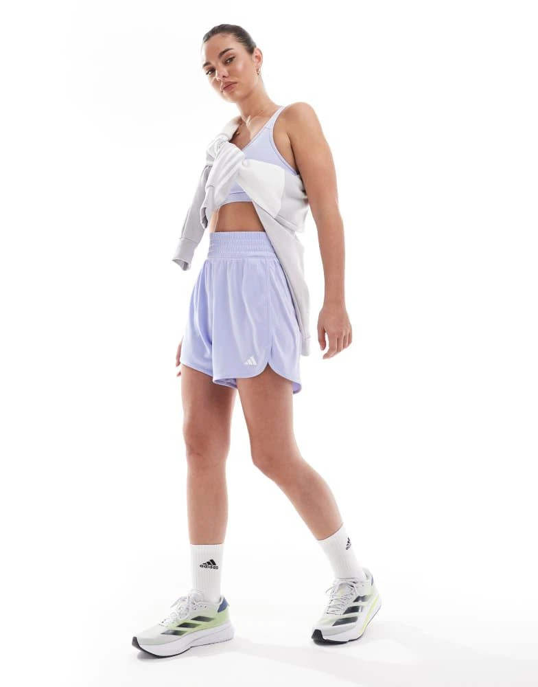Adidas adidas Performance pacer essentials knit high-rise shorts in purple 2