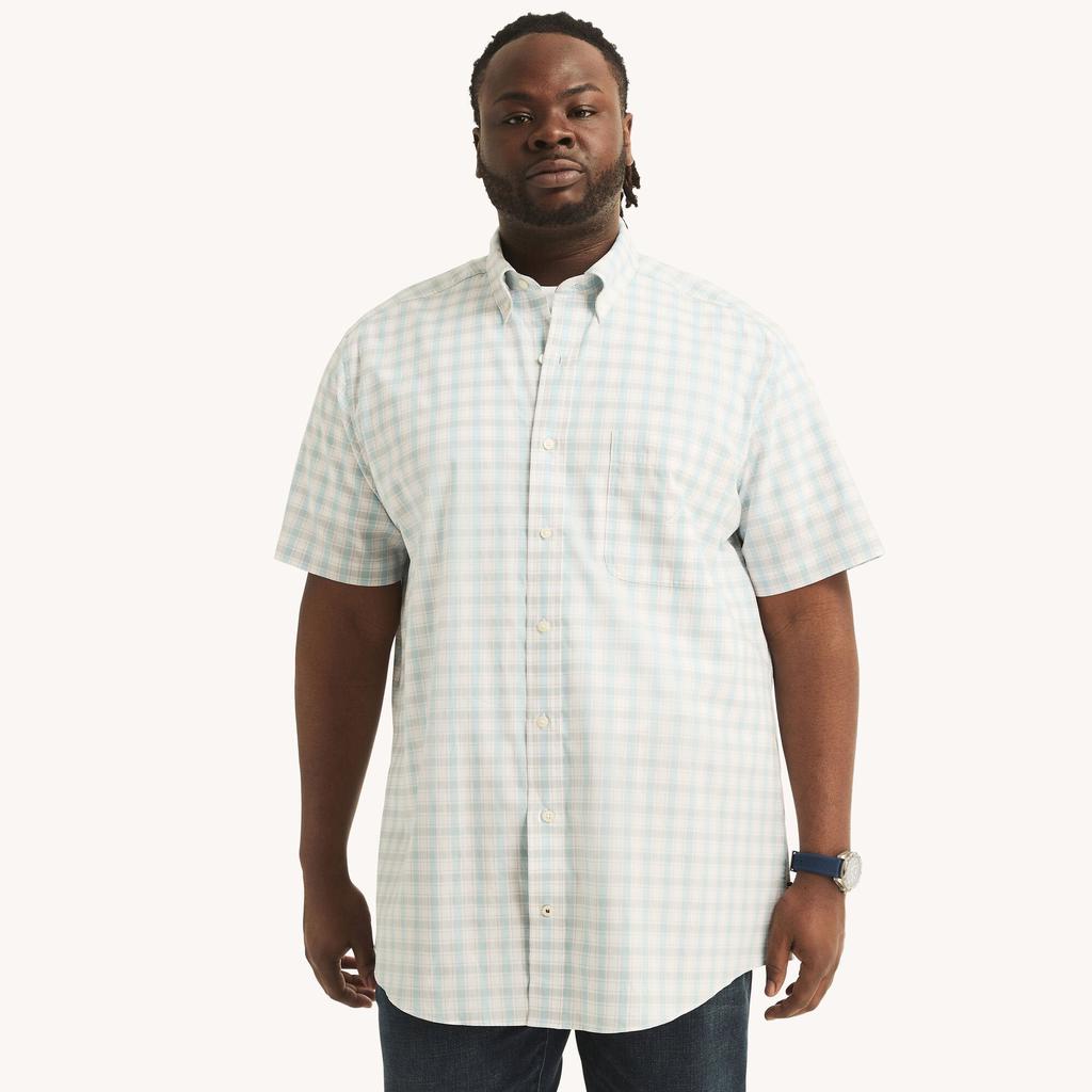 Nautica Mens Big & Tall Sustainably Crafted Classic Fit Plaid Short-Sleeve Shirt