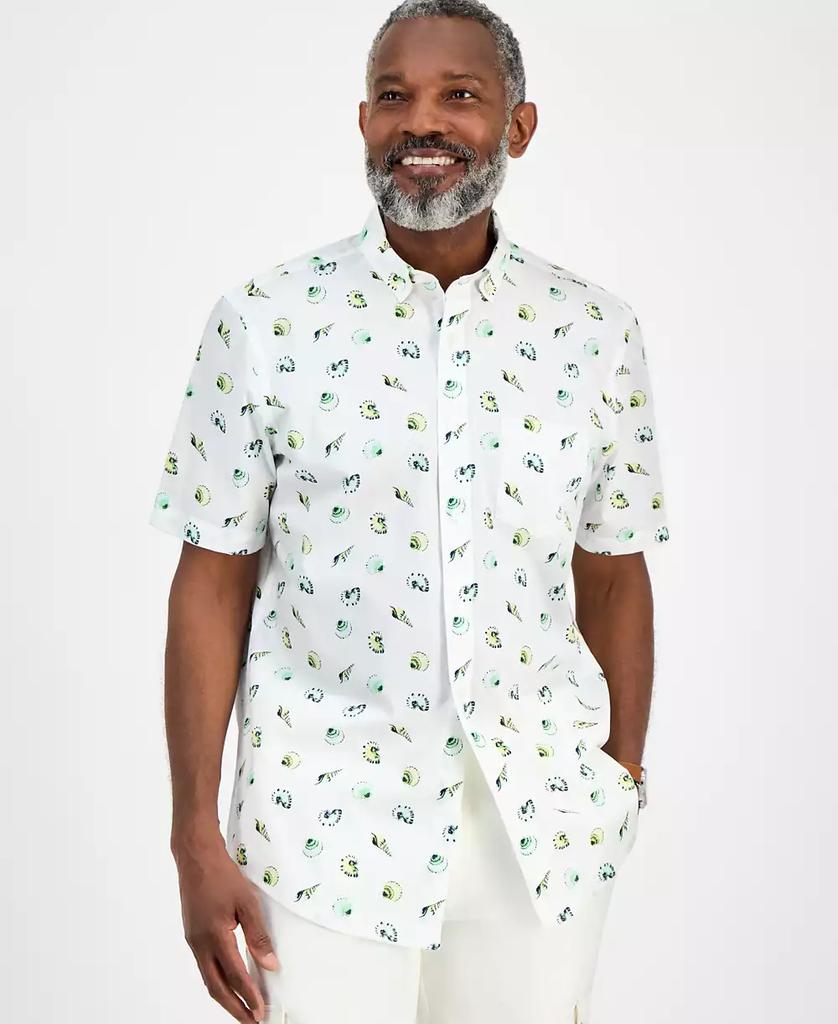 Club Room Men's Short Sleeve Seashell Print Button-Down Shirt, Exclusively at Macy's