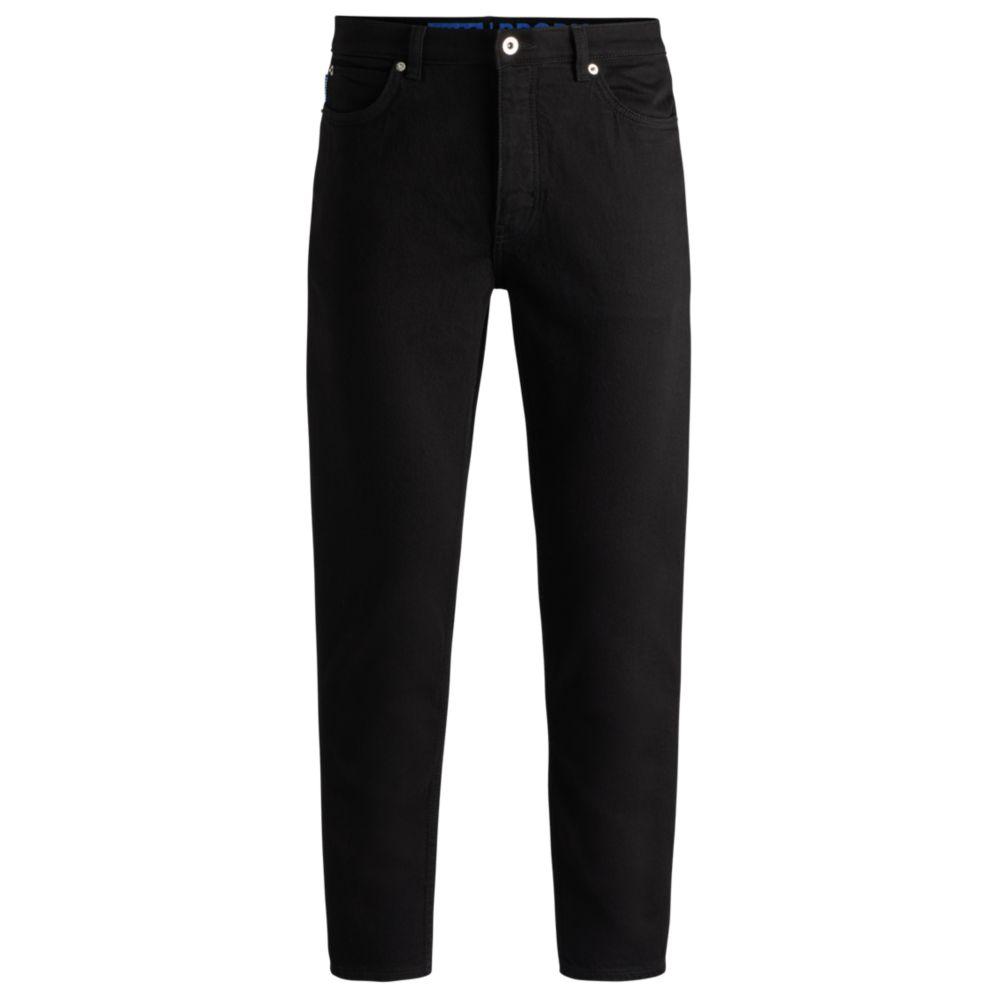 Hugo Boss Tapered-fit jeans in black stretch denim