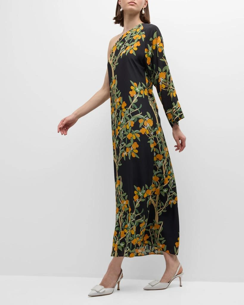 Bernadette Lola One-Shoulder Kumquat Print Midi Dress 7