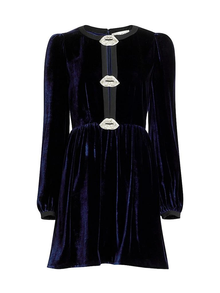 Saloni Camille Bows Velvet Minidress 1