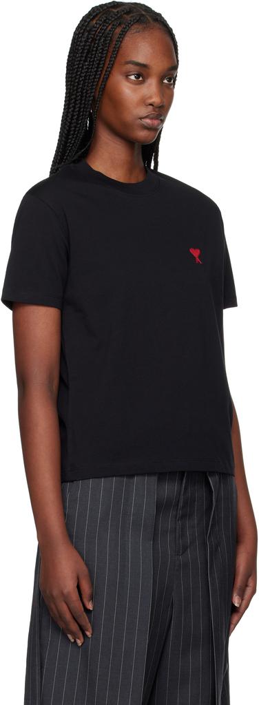 【関税&送料込】Ami Paris Black Organic Cotton Ami De Coeur AMI Paris Ami De Coeur Organic Cotton T-shirt | Black | FARFETCH