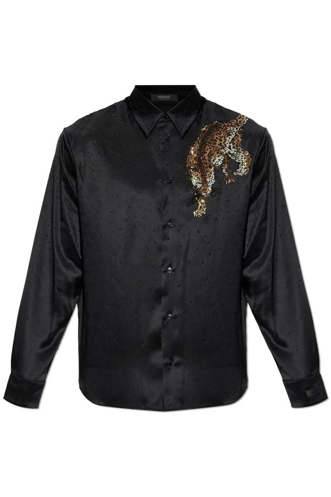 Versace Versace Embellished Long-Sleeved Buttoned Shirt from Cettire