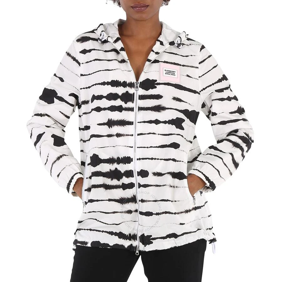 Burberry Ladies Black/White Watercolour Print Econyl Hooded Parka 1