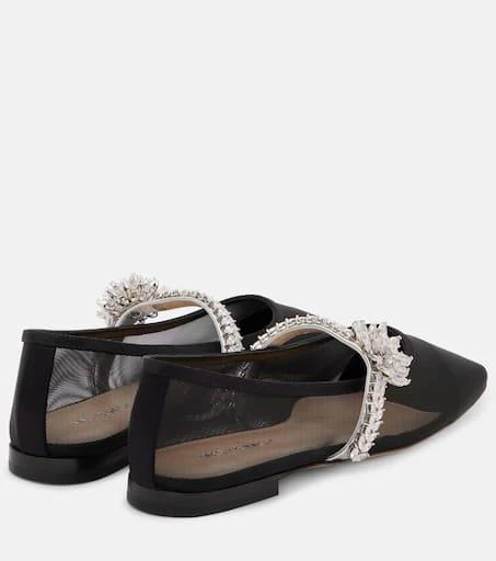 Mach & Mach Crystal Flower embellished mesh ballet flats 2