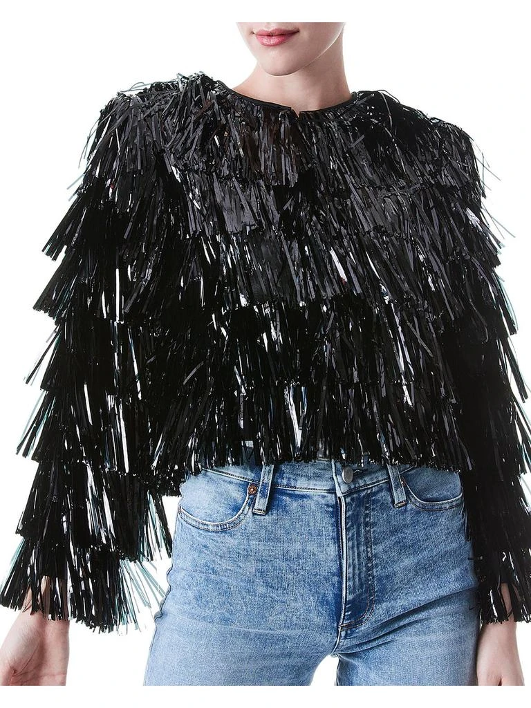 Alice + Olivia Womens Tinsel Cropped Collarless Blazer 1