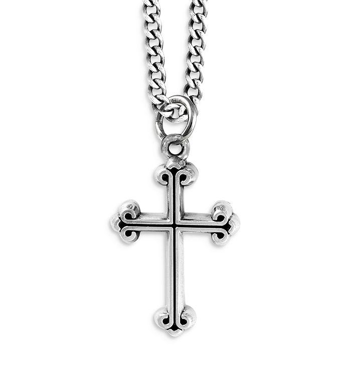 King Baby Extra Small Traditional Cross Pendant Necklace, 24"
