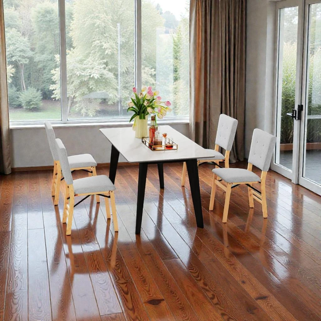 Hivvago Compact Foldable Kitchen Chairs Designed with Cushioned Seats and Tilted Back Support - Set of 4