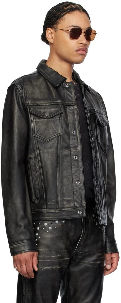 GUESS USA Black Distressed Leather Jacket 2