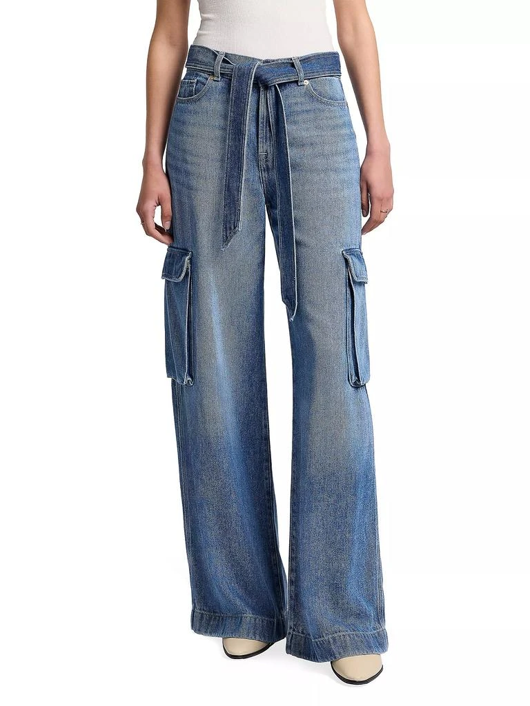 7 For All Mankind Denim Tie-Waist Cargo Palazzo Jeans 3