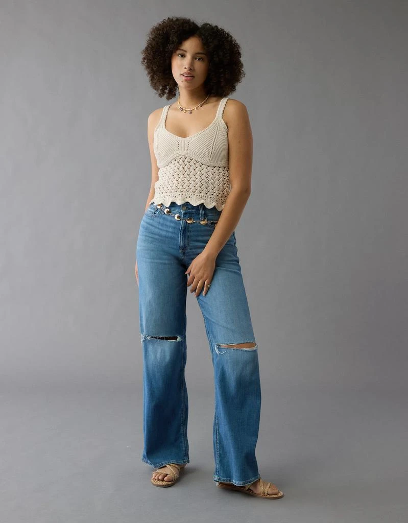 AE AE V-Neck Pointelle Scalloped Crochet Tank Top 5