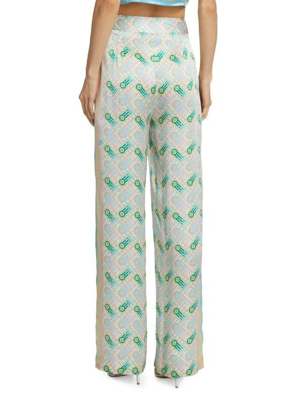 Casablanca Printed Wide-Leg Silk Pants 2