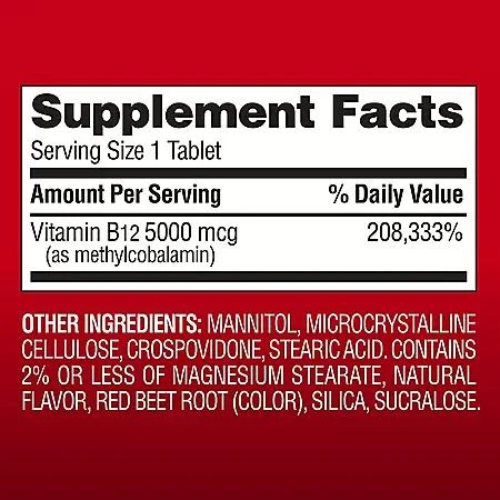 Member's Mark Member’s Mark Vitamin B12 Quick Dissolve Tablets, 5000 mcg, Cherry, 300 ct. 2