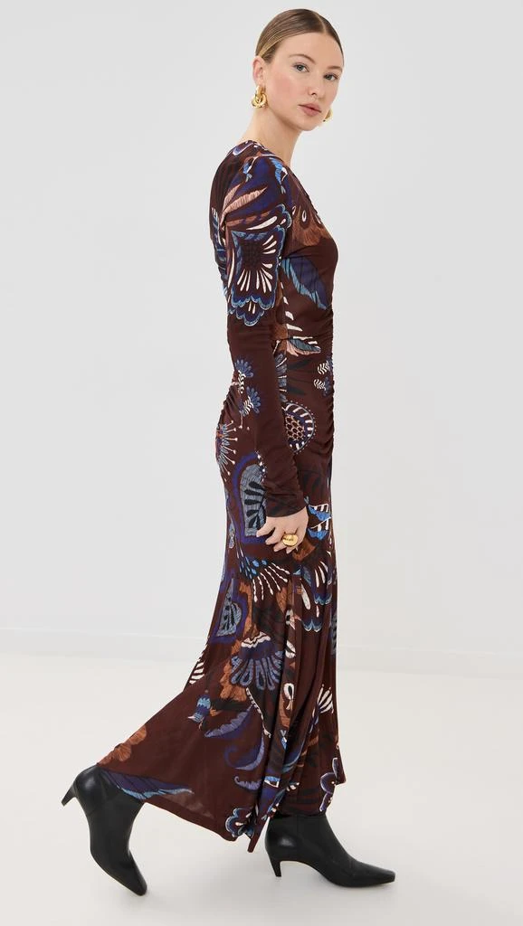 Farm Rio Delicate Garden Brown Long Sleeve Maxi Dress 3