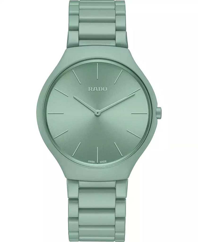 Rado Unisex Swiss True Thinline Les Couleurs Le Corbusier Green High-Tech Ceramic Bracelet Watch 39mm 1