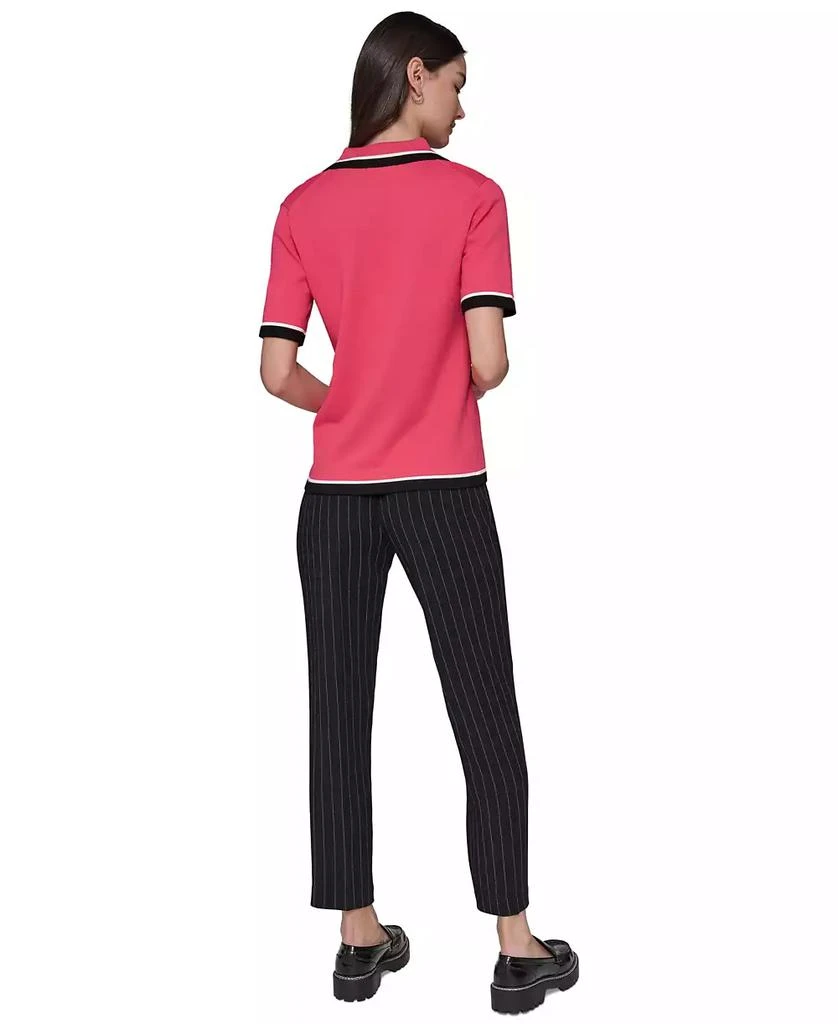 Karl Lagerfeld Paris Petite Polo-Collar Short-Sleeve Sweater 3