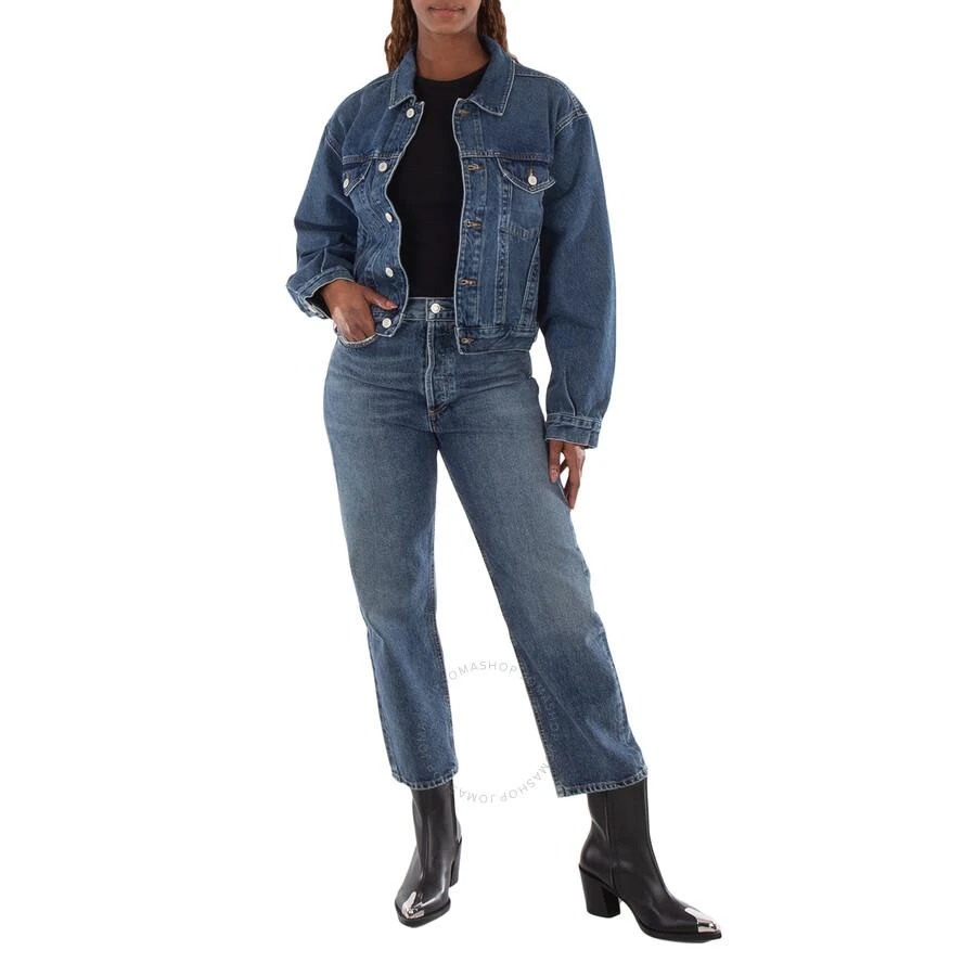 AGOLDE Ladies Imagine Med Dark Indigo 90S Crop Mid Rise Straight Jeans 3
